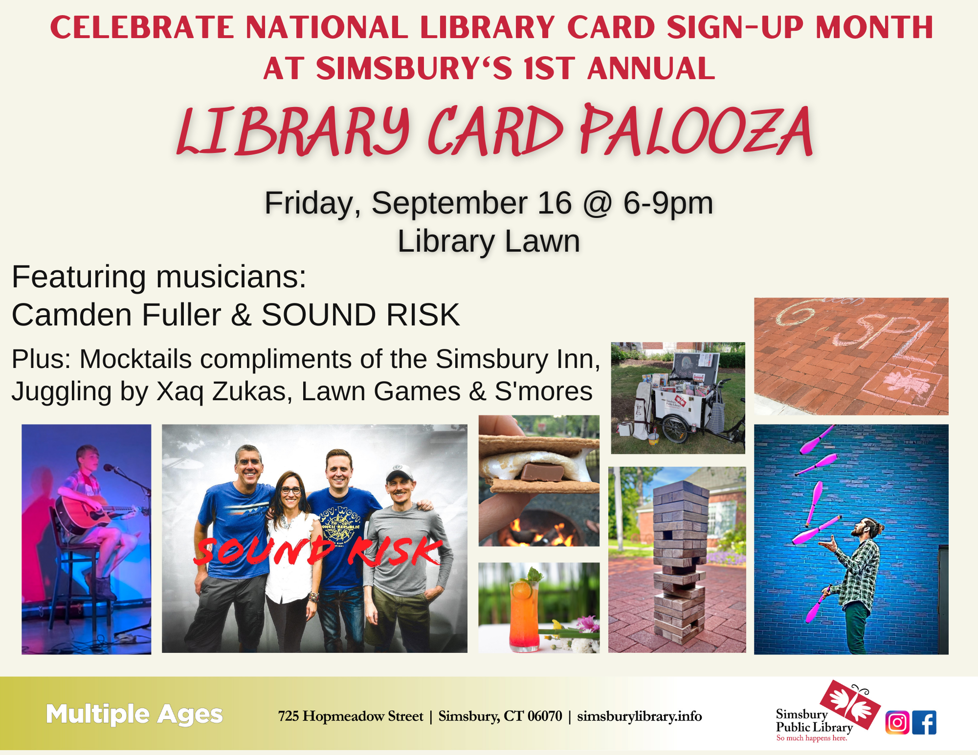 Library Card Palooza poster for Library Card Signup Month