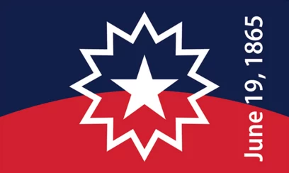 The Juneteenth flag, First designed in 1997. Credit: https://en.wikipedia.org/wiki/Juneteenth_flag