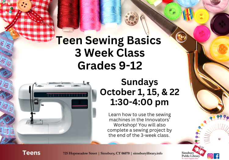 Teen Sewing Basics 3 Week Class