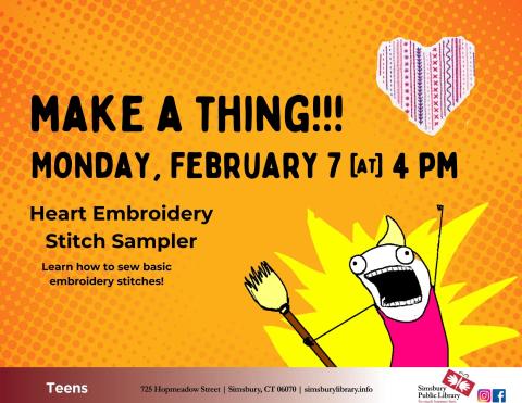 Make a Thing! Heart Sampler Embroidery