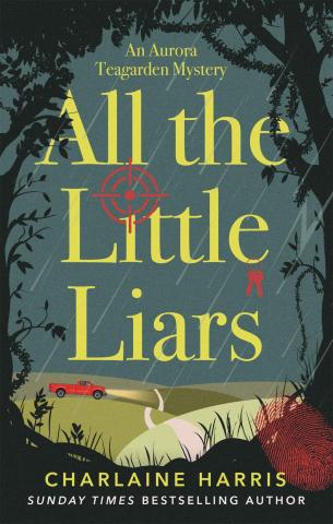 The book cover for All the Little Liars, an illustration of a red truck driving through the rain