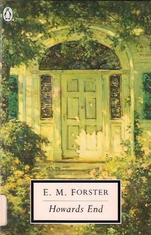 The book for Howards End, it features a painting of a house's front door surrounded by trees and plants