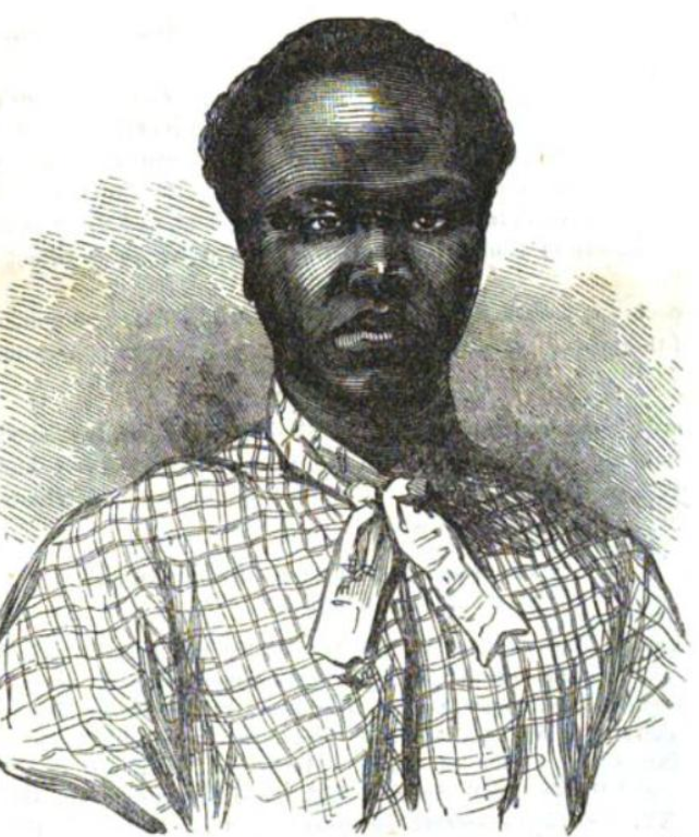 A black and white illustration of Sarah Margru