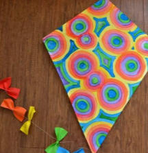 Kite with bright neon colors in swirl pattern