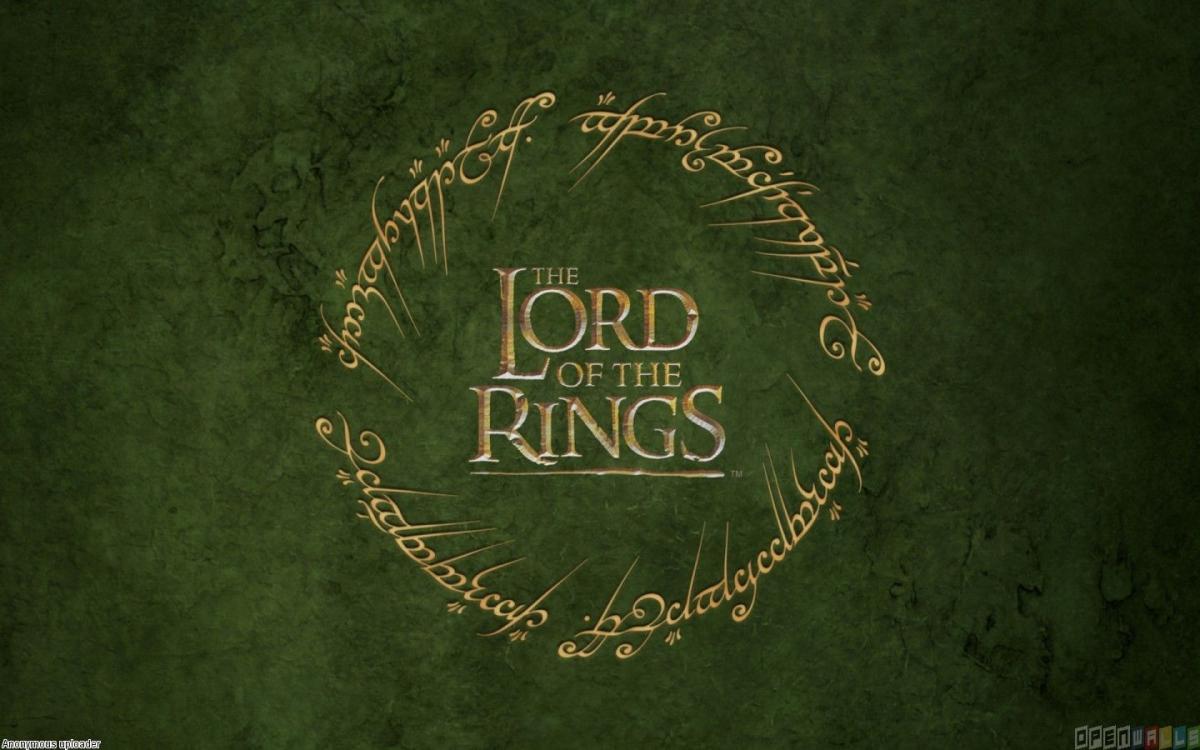 Gold text reading "Lord of the Rings" on a green background 