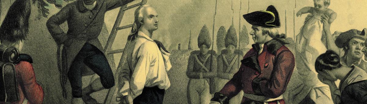 Art depicting the execution of Nathan Hale